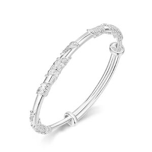 Intricate Silver Leaf Bangle Bracelet